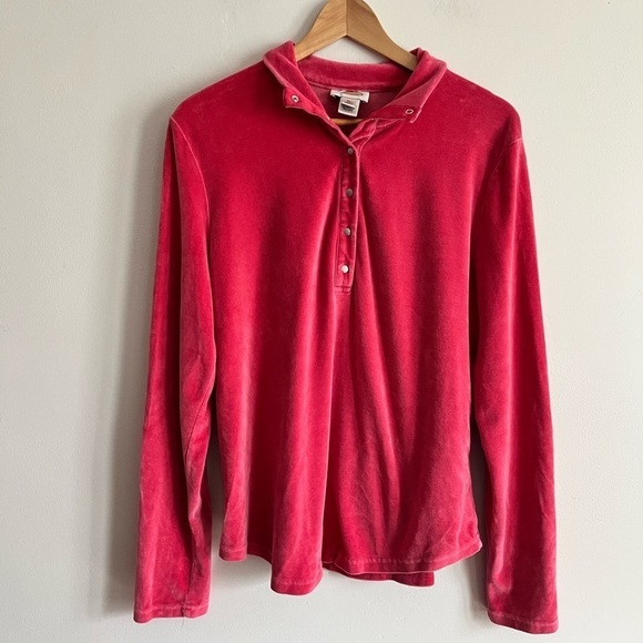 Talbots Tops - Vintage Talbots Velour Red Berry Quarter Pullover
